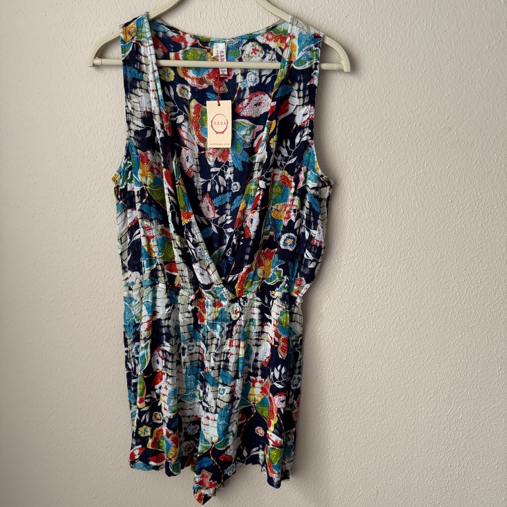 RAGA by Anthropology Women's Size M Multicolor Floral Sleeveless Romper Beach